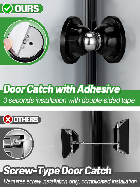 Comparison of adhesive vs screw installation for Heavy Duty Magnetic RV Door Holder For Camper And Trailer Keeps Doors Open In A Breeze