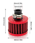 Red Air Filter Breather Valve Cover for Predator 212cc and 196cc Engines with size measurements