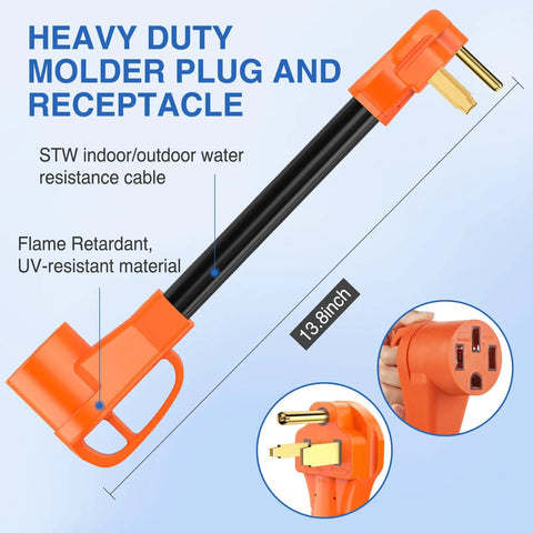 Heavy Duty 50 Amp EV Charger Adapter Cord From 6-50P Welder Outlet To 6-50R 250V Copper Wire 10 Gauge 50M/50F Home Garage Charge Cable For EVs And Local Home Charging, outdoor use