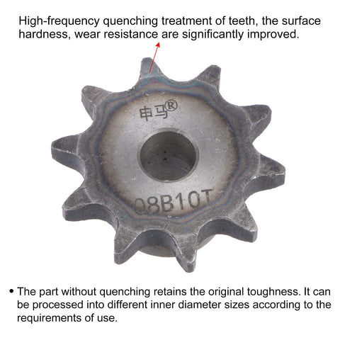 Beefy 10 Teeth Type B Sprocket For Single Strand Chain Half Inch Pitch 10mm Bore Carbon Steel ISO 08B Heavy Duty Gear Built For Industrial Use Smooth Engagement And Long Lasting Performance