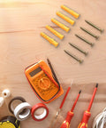 Beefy M8 Drywall Anchors Kit With Wall Expansion Screws M8x40 For Hollow Walls Zinc Plated Rust Resistant Set Rock Solid Hold For Shelves Curtains And Home Mounts Perfect For Damp Areas, yellow anchors and screws on wood