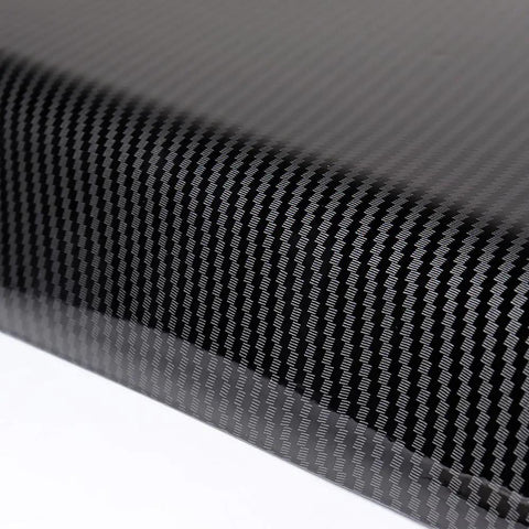 Sleek Carbon Fiber Center Console Cover Compatible With Tesla Model 3 And Model Y 2017 To 2023 detailed texture close-up view.