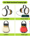 Beastly Bright 1500 Lumen Solar Panel Charging Camping Lantern with 8 Lighting Modes and Power Bank Function