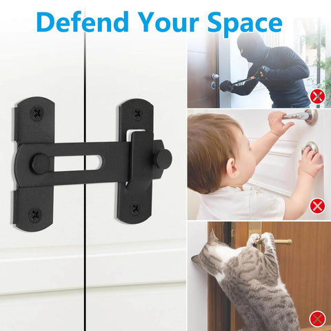 Two Pack Black Barn Door Lock Latch Set For Sliding Doors No Fuss Easy Install Privacy Lock Stainless Steel Rust Resistant