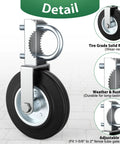 Heavy Duty Gate Wheels Two Pack Slick Support Casters For Metal Swing Gates Fits One Point Five Eight Inch To Two Inch Frames close-up of rubber wheel and mounting system