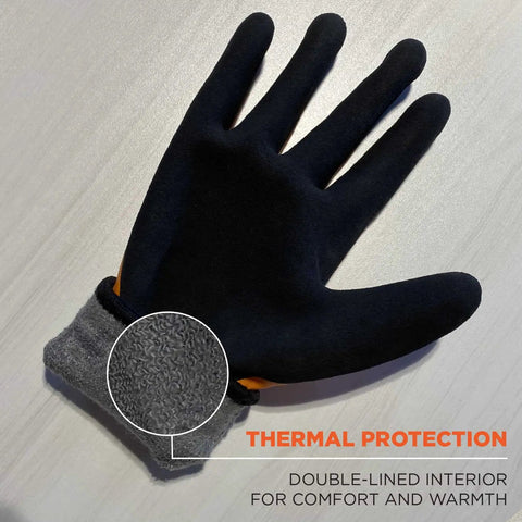 ProFlex 7551 Waterproof Winter Work Gloves With Sandy Nitrile Dipped Palms, Thermal Fleece Lining For Warm Hands, ANSI A5 Cut Resistant, Fully Waterproof Latex Coating For Wet Jobs, Strong Grip Even In Slush