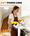 Heavy Duty Handheld Steam Cleaner Featuring Lightning Fast 15 Second Instant Heat And Muscle Packed 1200 Watt Motor, Generous 400 Ml Water Tank For Scrubbing Grout Floors With Zero Sweat in kitchen with 9.84ft power cord.