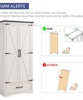Farmhouse Pantry Cabinet 72 Inch Tall Wood Storage With Adjustable Shelves Barn Style Doors And Drawer All In One Kitchen And Dining Room Organizer In Antique White safety tip