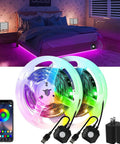 Motion Activated Under Bed Lights With 2x9.84 Ft RGB LED Strips Sensor for ambient bedroom lighting, app control shown