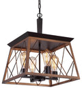 Farmhouse Rustic Square Chandelier Bronze And Black 4 Light Vintage Vibe Ceiling Light Fixture For Kitchen Dining Room Bar