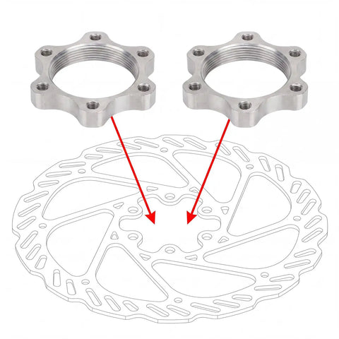 Two Pack Bike Flange Adapters For Disc Brake Hubs 6 Bolt 44mm To 1.73 Inch Conversion Aluminum Alloy CNC Machined Lightweight