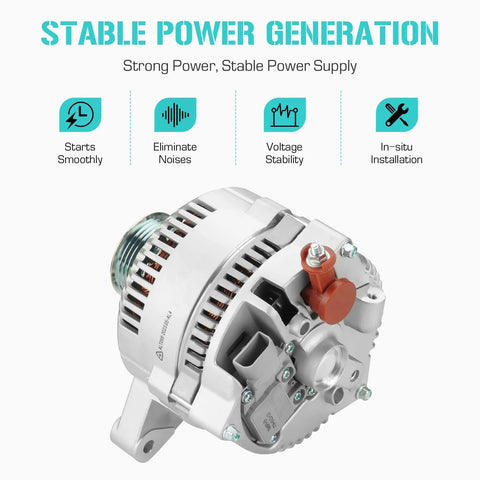 Front view of Beefy Alternator For 4.6L And 5.4L V8 Engines Fit For F Series F150 1997 To 2002 E Series Vans 1997 To 2001 Expedition