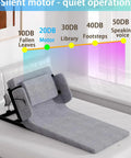 Heavy Duty Electric Bed Lift Assistant For Elderly And Disabled, Smooth Up Right Support With Remote Control, Adjustable Backrest 2 To 80 Degrees, Silent Motor, No Strain To Get Out Of Bed Safely, showing a gray fabric adjustable backrest on a bed.