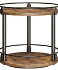 Smooth Two Tier Lazy Susan Rotating Spice Rack Brings A No Sweat Game Changer To Your Kitchen Countertop Storage Setup In A Classic Rustic Brown Wood Finish, featuring a two-level design with metal support.
