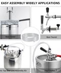 10 Ft Beer Line Vinyl Tubing 3/16 ID 7/16 OD Keg Line Replacement Kit With 4 Hose Clamps Food Grade Tubing components displayed