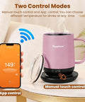 Smart Electric Heated Coffee Mug With Precision Temperature Setting And Rechargeable Coaster To Keep Your Daily Brew Piping Hot And Sipping Smooth On The Go 12 Oz Spill Resistant Travel Mug with app control and manual touch settings.