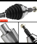 Collage of Ram CV Axle Shaft Assembly Front Left Or Right For 2012-2022 Ram 1500 4WD And 2019-2020 1500 Classic Replacement 68028398AA RL028398AA, close-up views of components.