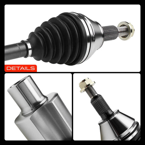 Collage of Ram CV Axle Shaft Assembly Front Left Or Right For 2012-2022 Ram 1500 4WD And 2019-2020 1500 Classic Replacement 68028398AA RL028398AA, close-up views of components.