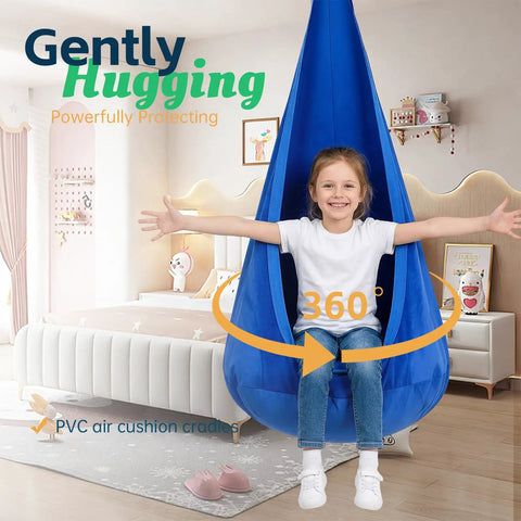 Indoor Outdoor Sensory Pod Swing Chair For Kids And Adults 72 Inch High 32 Inch Wide Cozy Inflatable Cushion Calming Therapy Swing