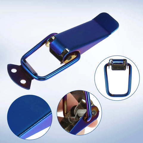 Universal Car Bumper Security Hook Clips Quick Release For Trunk Fasteners Blue 105x33mm Set Of 2, showing metal latch design