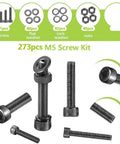 Dope M5 Hex Socket Head Cap Screw Kit With 8mm 10mm 12mm 16mm 20mm 25mm 30mm 35mm Bolts, 12.9 Grade Alloy Steel Black Oxide Finish, High Strength For 3D Printers, Corrosion Resistant, Full Set. 273-piece M5 screw kit with bolts, washers, and nuts