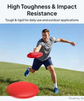 Person playing frisbee outdoors demonstrating high toughness using ASA 1.75mm 1Kg UV Weather Resistant 3D Printer Filament.