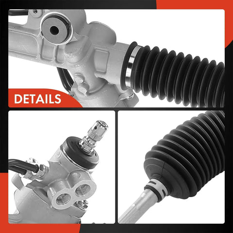 Close-up of hydraulic power steering rack and pinion for Toyota Tacoma 2005 to 2021, showing construction details