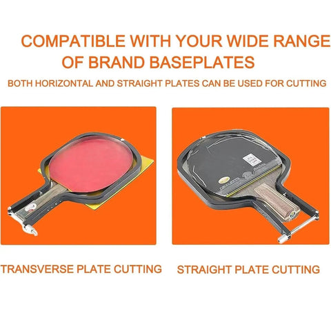 Heavy Duty Manual Table Tennis Rubber Edge Cutter Trimmer Tool Kit Double Roller Bearing 8Mm Base Plate For Pen Hold Or Shakehand Grip showing transverse and straight plate cutting