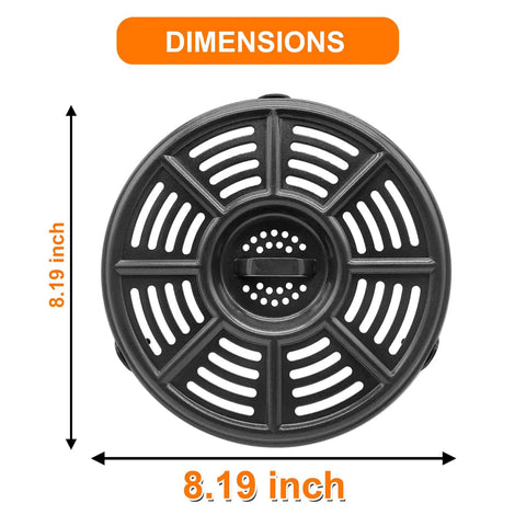 Top view of 8.2 Inch Nonstick Grill Pan Replacement Tray For Ninja Air Fryers Like AF101 AF150 AF161 XL Max Models with dimensions.