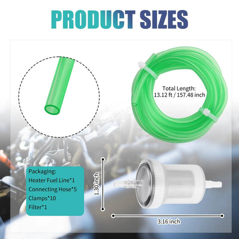 Heavy Duty Flexible Silicone Fuel Hose Kit Four Meter Long Heat Resistant Gas Line For Hot Rods Custom Builds No Sweat Under High Heat And Pressure Upgrade Your Rig Today, showing 4m green silicone hose and filter.