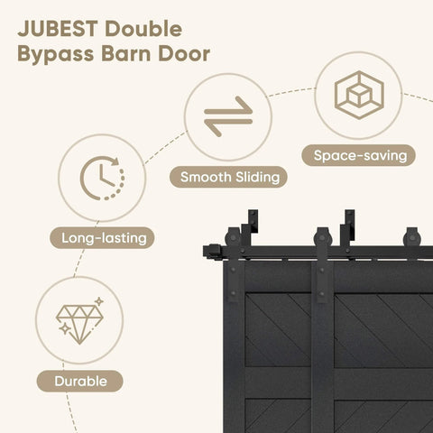 Double Bypass Sliding Barn Door Kit With Wave Panel 144x84 Inches Includes 12 Ft Hardware And Four 36x84 Inch Track Sets