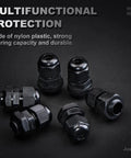 Waterproof Nylon Cable Gland Fittings One Eighth To Five Sixteenth Inch Four To Eight Mm Pack Of Twenty Five shown on black surface