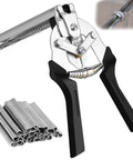 Type M Hog Ring Pliers Kit With 2400 Zinc Alloy Hog Rings for Fencing and Animal Cages, durable tool with spring loaded magazine