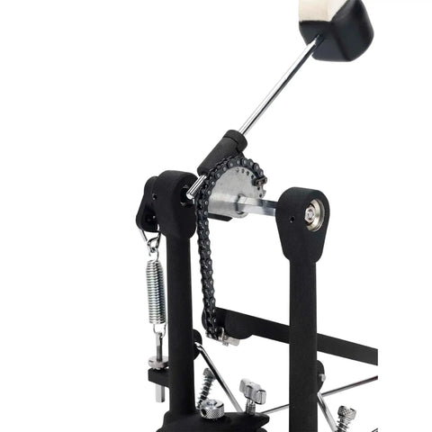 6000 Accelerator Single Bass Drum Pedal With Single Chain Drive Adjustable Toe Clamp Radius Rod Base Delta Ball Bearing Hinge For Fast Precise Pedaling And Boss Level Performance, black metal side view