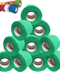 Pro Level Drumstick Grip Tape Dark Green Cotton Gauze Non Slip Wrap displayed in a stacked arrangement, showcasing its size and texture.