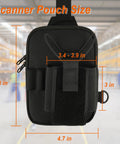 Universal Chest Harness With Easy Access Carry Pouch Fits Symbol Zebra USPS And Other Postal Scanners, black, front view.