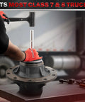 BILITOOLS truck hub seal installer kit with bearing race and seal drivers for Class 7–8 trucks, being installed on a hub.