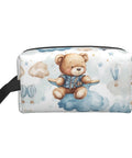 Travel Toiletry Organizer Bag For Women And Men, Waterproof Dopp Kit with bear and clouds design, durable Oxford case.