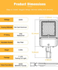 Product dimensions of Powerful 200W LED Shoebox Parking Lot Light With 28,000 Lumens, 5000K Daylight, IP65 Waterproof