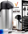 85 Oz Insulated Airpot Coffee Carafe with Pump, Stainless Steel Beverage Dispenser with box and cleaning brush set