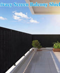 Heavy Duty Balcony Privacy Screen 3 By 20 Feet Black Fence Cover With Grommets And Zip Ties 170 GSM Breathable Mesh on a balcony
