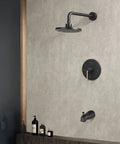 Matte Black Shower Faucet Set with Tub Spout and 8 Inch Rainfall Head