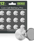 Badass Long Lasting Cr2032 3V Lithium Coin Cell Battery 12 Pack, showing individual batteries in sealed package for electronics.