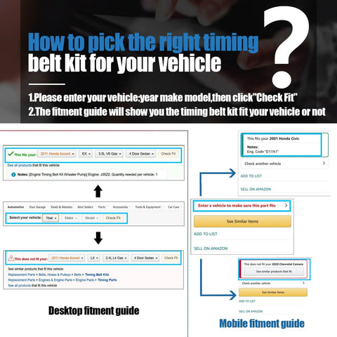 Guide for selecting Timing Belt Water Pump Kit for Toyota Camry Celica Solara 2.0L 2.2L 3SFE 5SFE online