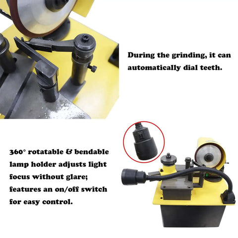 Workhorse Circular Saw Blade Sharpener With Bright Led Lamp And Full Accessory Bundle For Tct Carbide And Hss Steel Blades Up To 350Mm adjustable lamp holder and control switch