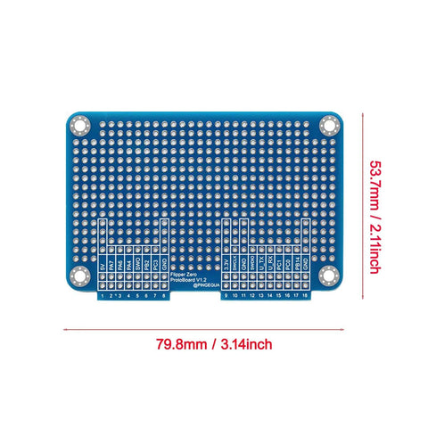 Prototyping Board Kit For Flipper Zero Expansion, Blue Breadboard Set With 1 Large Board, dimensions shown in red