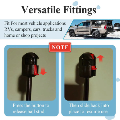 10 Pcs M6 Female Thread Gas Spring End Fittings For 10mm Ball Stud Grab-And-Go Strut Accessories, Easy Install, Fits Most Gas Springs With M6 Threads, Durable High Quality Hardware, black PA66 gas spring fitting with release button
