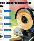 Angle grinder with Wood Carving Disc Set for Angle Grinders, 14-Piece Kit with Rotary Burrs and Shaping Discs in use