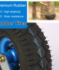 Heavy Duty Rubber Swivel Caster Wheels 8 Inch And 10 Inch Pack showing close-up of rubber tire texture and blue hub.
