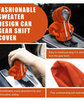 Orange Gear Shift Hoodie Cover for Cars on shifter, showing dope knob hoodie style, sporty mini hoodie for auto shifter close-up